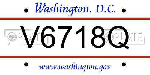 V6718Q District Of Columbia License Plate