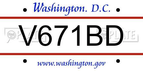 V671BD District Of Columbia License Plate