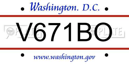 V671BO District Of Columbia License Plate