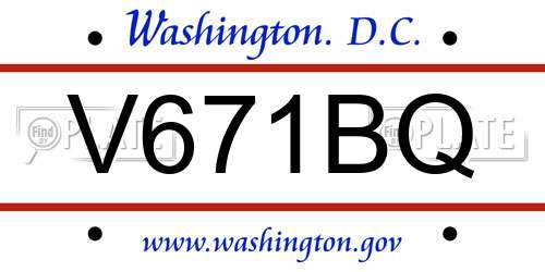 V671BQ District Of Columbia License Plate