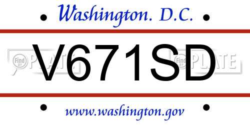 V671SD District Of Columbia License Plate