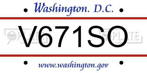 V671SO District Of Columbia License Plate