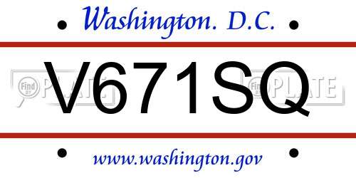 V671SQ District Of Columbia License Plate