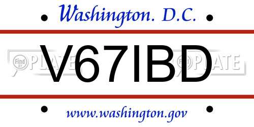 V67IBD District Of Columbia License Plate