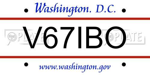 V67IBO District Of Columbia License Plate