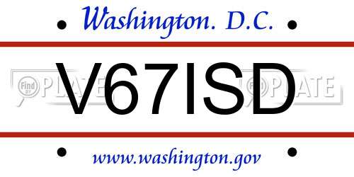 V67ISD District Of Columbia License Plate