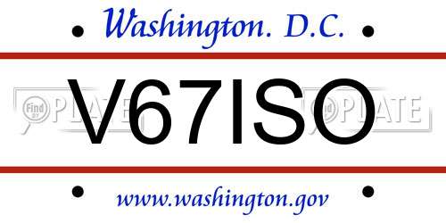 V67ISO District Of Columbia License Plate