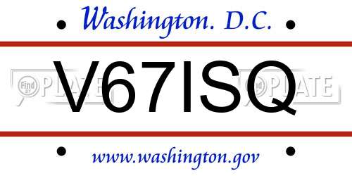 V67ISQ District Of Columbia License Plate