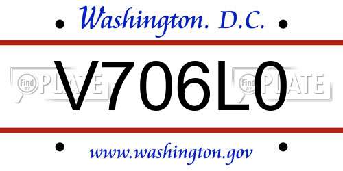 V706L0 District Of Columbia License Plate