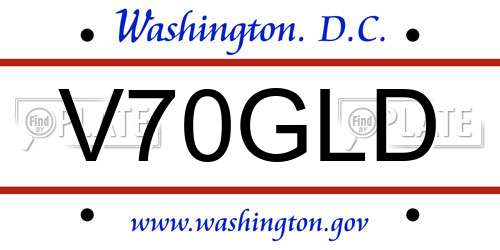 V70GLD District Of Columbia License Plate