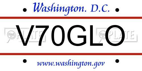 V70GLO District Of Columbia License Plate