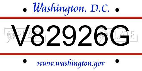 V82926G District Of Columbia License Plate