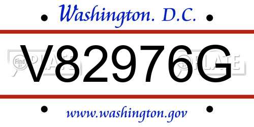 V82976G District Of Columbia License Plate