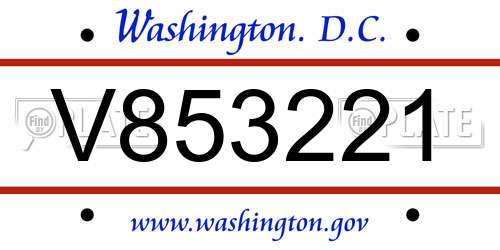 V853221 District Of Columbia License Plate