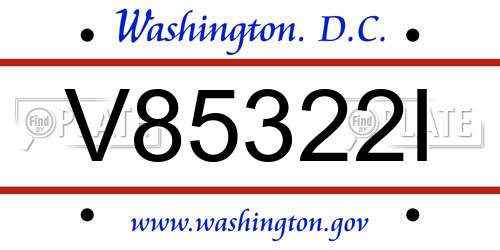 V85322I District Of Columbia License Plate