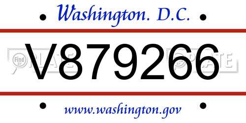 V879266 District Of Columbia License Plate