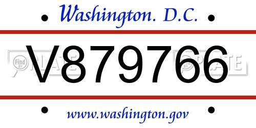 V879766 District Of Columbia License Plate