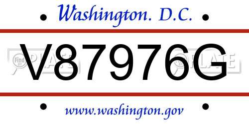V87976G District Of Columbia License Plate