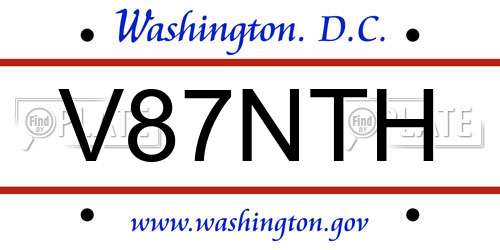 V87NTH District Of Columbia License Plate