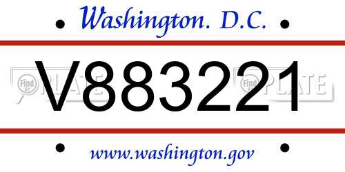V883221 District Of Columbia License Plate