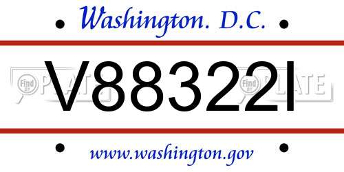 V88322I District Of Columbia License Plate