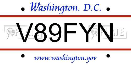 V89FYN District Of Columbia License Plate