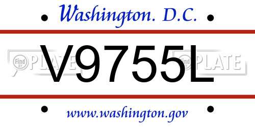 V9755L District Of Columbia License Plate