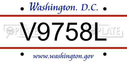 V9758L District Of Columbia License Plate