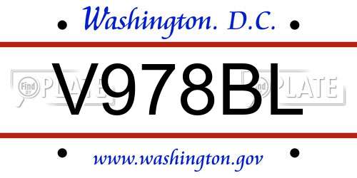 V978BL District Of Columbia License Plate