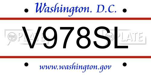 V978SL District Of Columbia License Plate