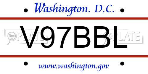 V97BBL District Of Columbia License Plate