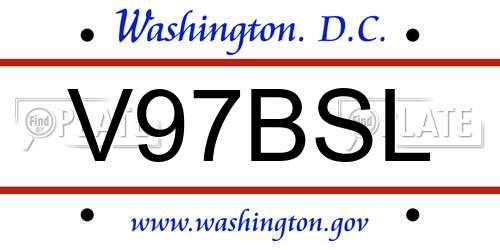 V97BSL District Of Columbia License Plate