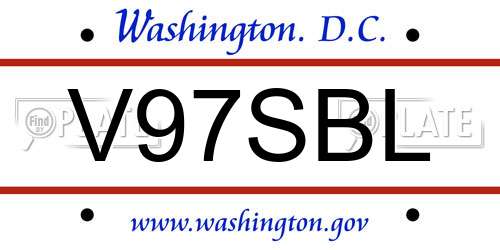V97SBL District Of Columbia License Plate