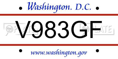 V983GF District Of Columbia License Plate