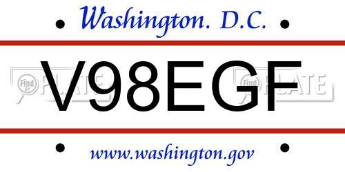 V98EGF District Of Columbia License Plate