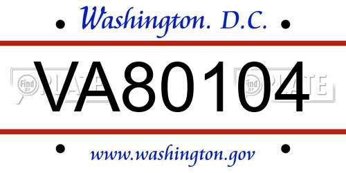 VA80104 District Of Columbia License Plate