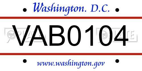 VAB0104 District Of Columbia License Plate