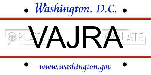 VAJRA District Of Columbia License Plate