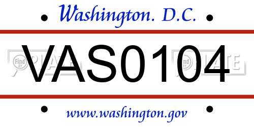 VAS0104 District Of Columbia License Plate