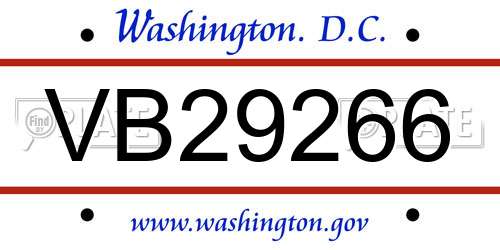VB29266 District Of Columbia License Plate