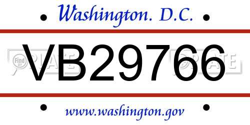 VB29766 District Of Columbia License Plate