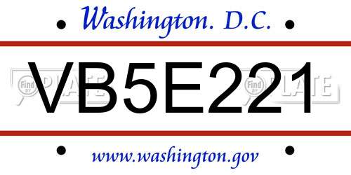 VB5E221 District Of Columbia License Plate