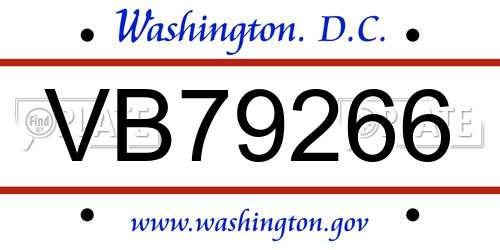 VB79266 District Of Columbia License Plate