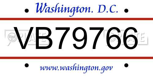 VB79766 District Of Columbia License Plate