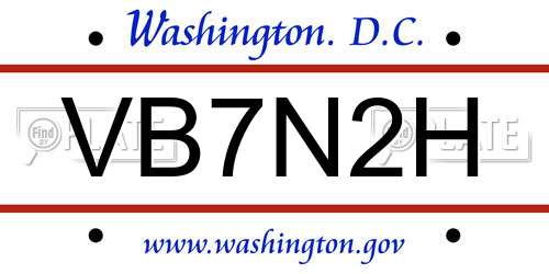 VB7N2H District Of Columbia License Plate