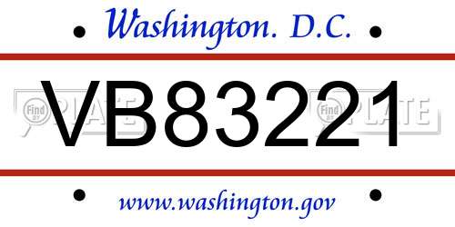 VB83221 District Of Columbia License Plate