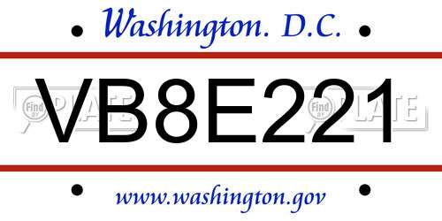VB8E221 District Of Columbia License Plate