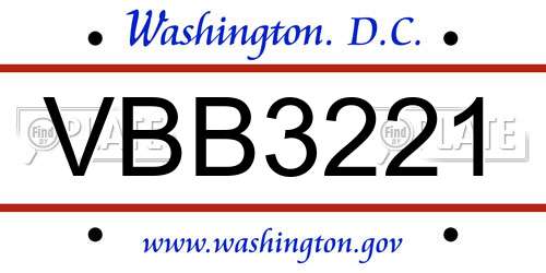 VBB3221 District Of Columbia License Plate