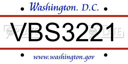 VBS3221 District Of Columbia License Plate