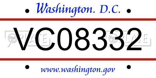VC08332 District Of Columbia License Plate